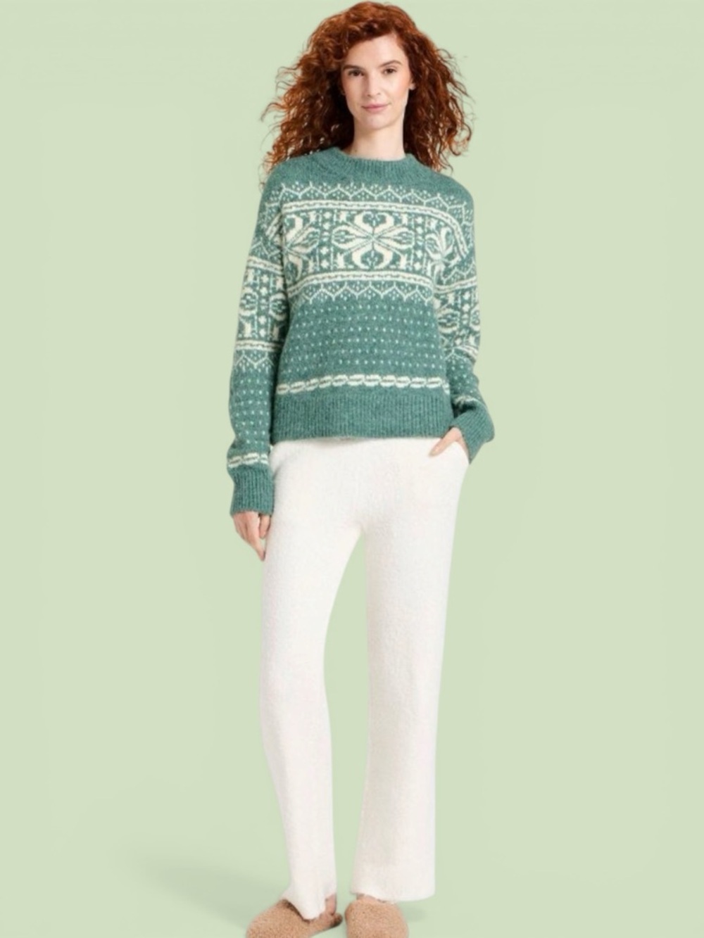 Universal Thread- Teal Fair Isle Knit Sweater - Cozy Patterned Pullover. Sz L